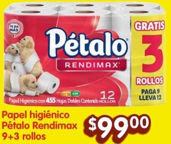 Soriana Híper Papel higiénico Pétalo Rendimax 9+3 rollos oferta