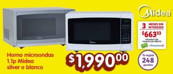 Soriana Híper Horno microondas 1.1p Midea silver o blanco oferta