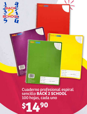 Soriana Híper Cuaderno profesional espiral sencillo BACK 2 SCHOOL 100 hojas, cada uno oferta