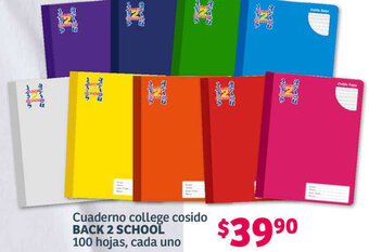 Soriana Híper Cuaderno college cosido BACK 2 SCHOOL 100 hojas, cada uno oferta