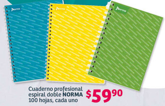 Soriana Híper Cuaderno profesional espiral doble NORMA 100 hojas, cada uno oferta