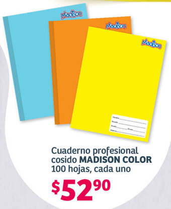Cuaderno profesional cosido MADISON COLOR 100 hojas, cada uno
