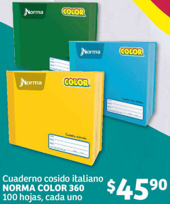 Soriana Híper Cuaderno cosido italiano NORMA COLOR 360 100 hojas, cada uno oferta