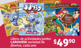Soriana Híper Libros de actividades jumbo LAROUSSE variedad de diseños, cada uno oferta