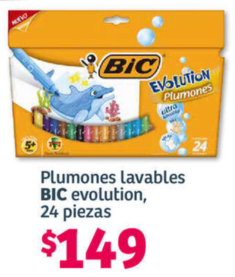 Soriana Híper Plumones lavables BIC evolution, 24 piezas oferta