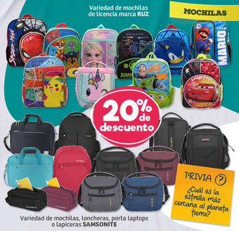 Variedad de mochilas de licencia marca RUZ