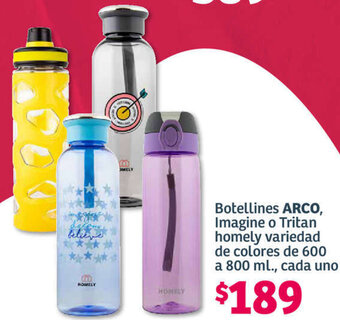 Soriana Híper Botellines ARCO, Imagine o Tritan homely variedad de colores de 600 a 800 ml., cada uno oferta