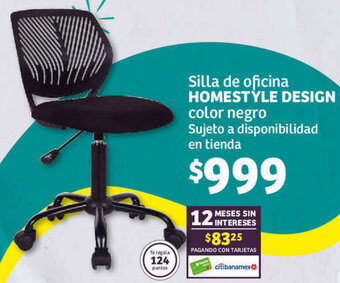 Soriana Híper Silla de oficina HOMESTYLE DESIGN color negro Sujeto a disponibilidad en tienda oferta