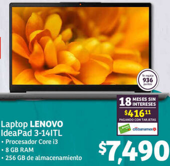 Soriana Híper Laptop LENOVO IdeaPad 3-14ITL oferta