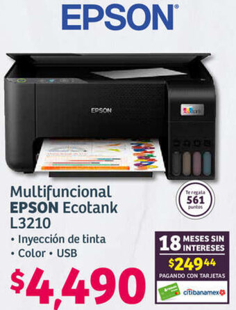 Soriana Híper Multifuncional EPSON Ecotank L3210 oferta