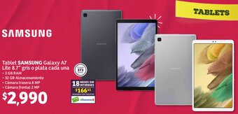 Soriana Híper SAMSUNG Tablet SAMSUNG Galaxy A7 Lite 8.7" gris o plata cada una oferta