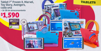 Soriana Híper Tablet 7" Frozen II, Marvel, Toy Story, Avengers, cada una oferta