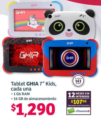 Soriana Híper Tablet GHIA 7" Kids, cada una oferta