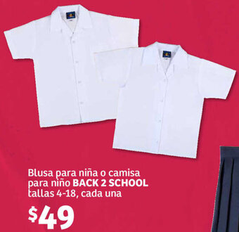 Soriana Híper Blusa para niña o camisa para niño BACK 2 SCHOOL tallas 4-18, cada una oferta