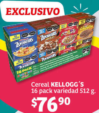 Soriana Híper Cereal KELLOGG'S 16 pack variedad 512 g. oferta