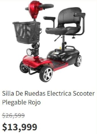Silla De Ruedas Electrica Scooter Plegable Rojo