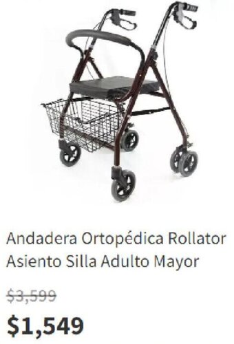 Andadera Ortopédica Rollator Asiento Silla Adulto Mayor