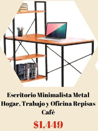 Escritorio Minimalista Metal Hogar, Trabajo y Oficina Repisas Café