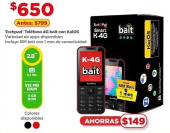 Techpad Teléfono 4G bait con Kaios