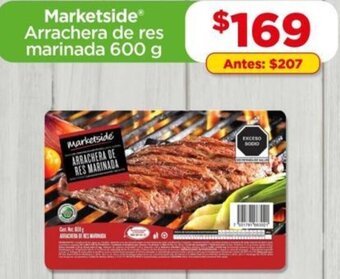 Bodega Aurrerá Marketside Arrachera de res marinada 600 g oferta