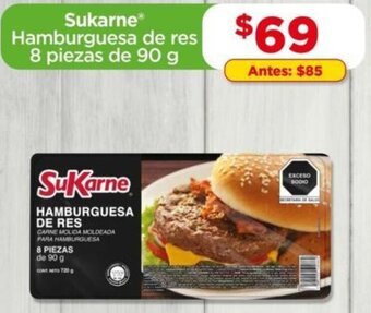 Bodega Aurrerá Sukarne® Hamburguesa de res 8 piezas de 90 g oferta