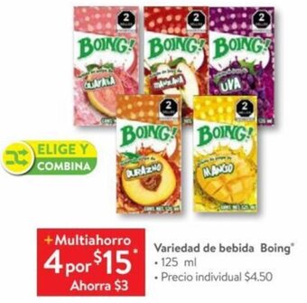 Walmart Variedad de bebida Boing 4x125ml oferta