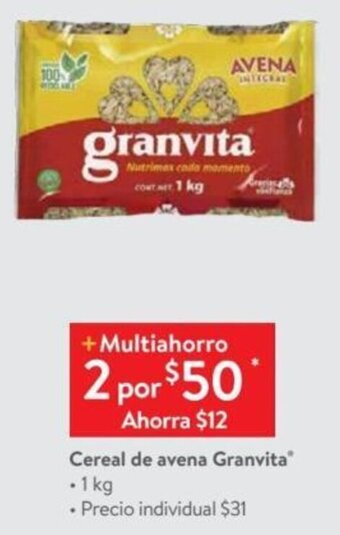 Walmart Cereal de avena Granvita 2x1kg oferta