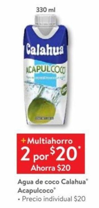 Walmart Agua de coco Calahua Acapulcoco oferta