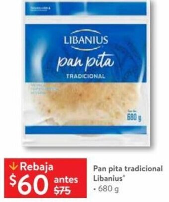 Walmart Pan pita tradicional Libanius 680g oferta