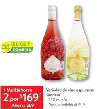 Walmart Variedad de vino espumoso Sandara 750ml oferta