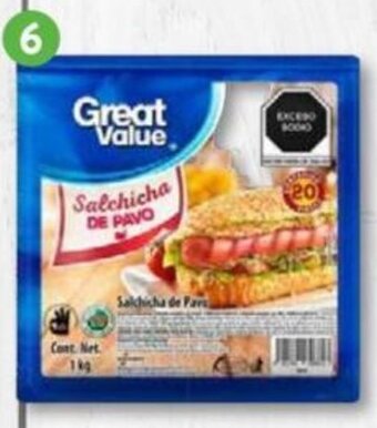 Walmart Salchicha de pavo Great Value 1kg oferta