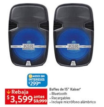 Walmart Bafles de 15" Kaiser . Bluetooth oferta