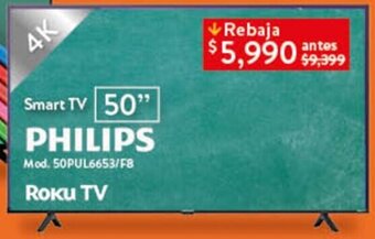 Walmart PHILIPS Smart TV 50" oferta