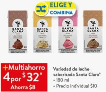Walmart Variedad de leche saborizada Santa Clara 180ml oferta