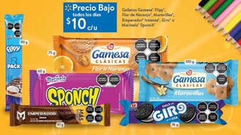 Walmart Galletas Gamesa' Flipy. Flor de Naranjo", Maravillas", Emperador Intense", Giro" o Marinela Sponch oferta