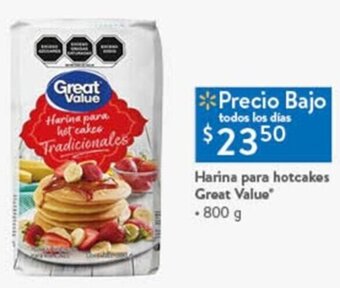 Walmart Harina para hotcakes Great Value .800 g oferta