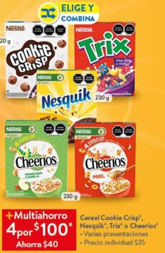Walmart Cereal Cookie Crisp Nesquik, Trix o Cheerios oferta