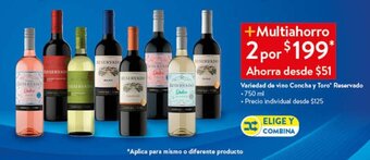 Walmart Variedad de vino Concha y Toro Reservado .750 ml oferta