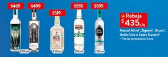 Mezcal Mitre, Zignum*, Bruxo", Unión Uno o Santo Gusano