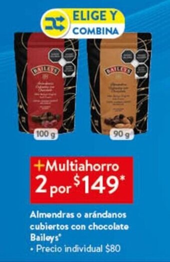 Almendras o arándanos cubiertos con chocolate Baileys