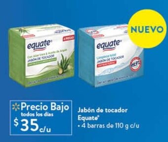Walmart Jabón de tocador Equate .4 barras de 110 g c/u oferta