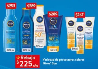 Variedad de protectores solares Nivea Sun