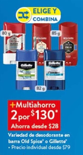Walmart Variedad de desodorante en barra Old Spice* o Gillette oferta