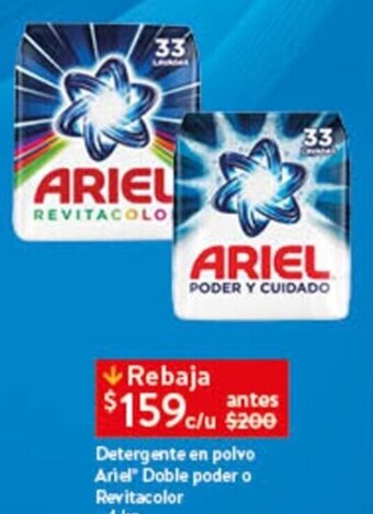 Walmart Detergente en polvo Ariel" Doble poder o Revitacolor .4 kg oferta