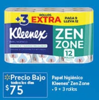 Walmart Papel higiénico Kleenex Zen Zone .9 + 3 rollos oferta