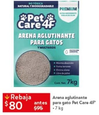 Walmart Arena aglutinante antes para gato Pet Care 4F 7kg oferta