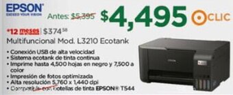 Chedraui EPSON Multifuncional Mod. L3210 Ecotank oferta
