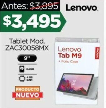 Chedraui Tablet Mod. ZAC30058MX Lenovo Tab M9 oferta