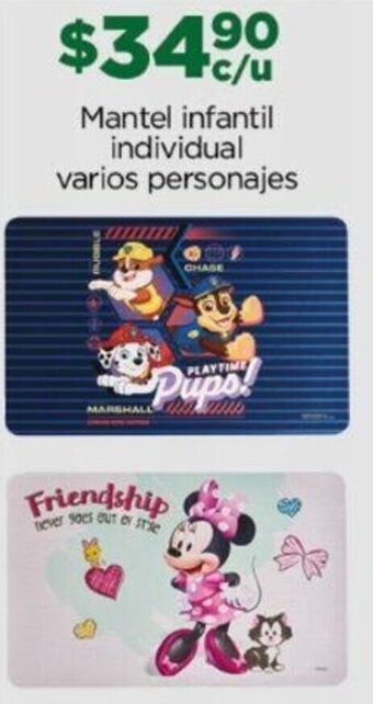 Mantel infantil individual varios personajes