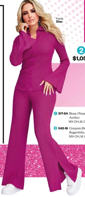 Cklass 542-16 Conjunto Blusa y Pantalón Bugambilia/Acrílico MX-CH, M, G, EG oferta